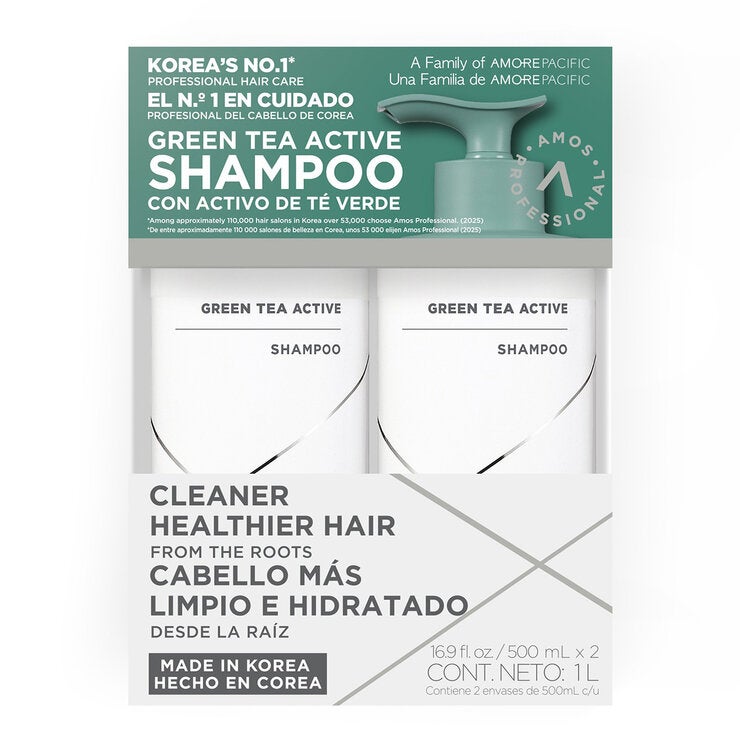 Amos Professional Shampoo de Té Verde 2 pzas de 500ml