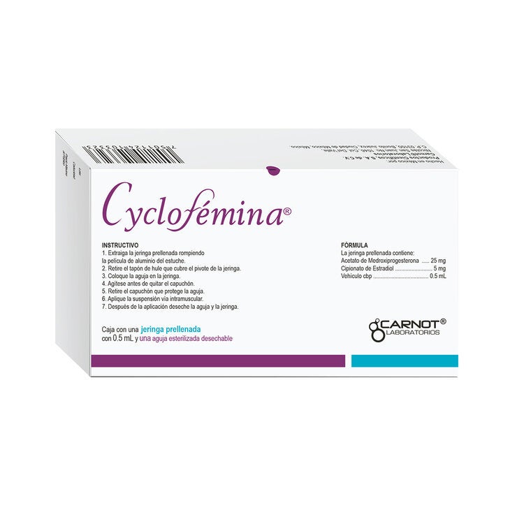 Cyclofemina 25/5 mg 0.5 ml Jeringa Prellenada — Imagen 2 de 2