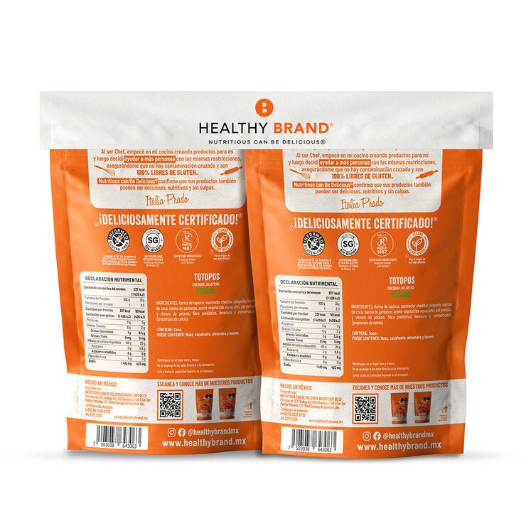 Healthy Brand Totopos de Tapioca Sabor Queso Cheddar 2/100 g — Imagen 2 de 2