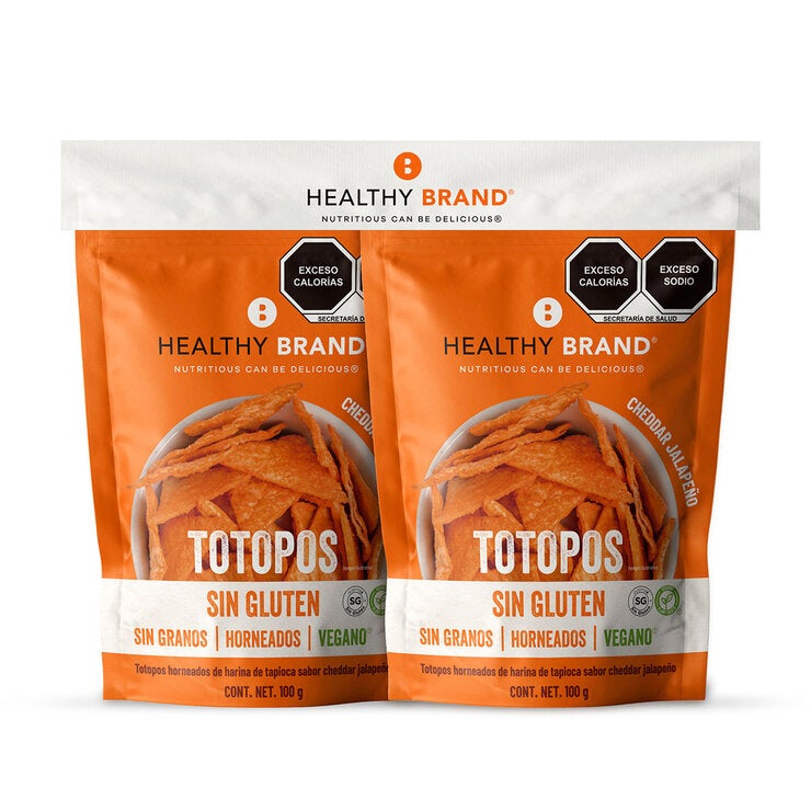 Healthy Brand Totopos de Tapioca Sabor Queso Cheddar 2/100 g