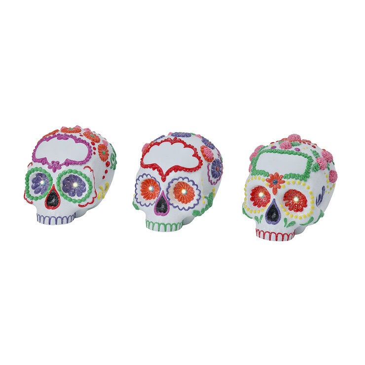 Figuras de Calaveritas de Azúcar con Luces LED, Juego de 3 Pzas. — Imagen 4 de 4