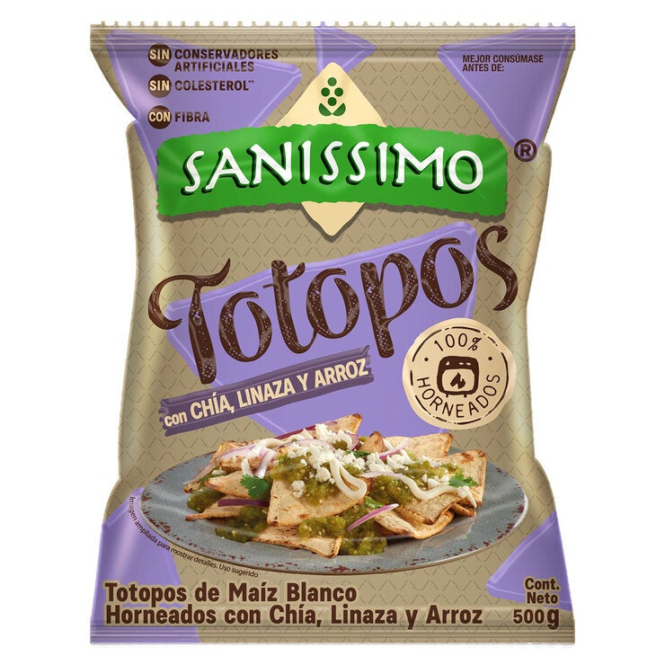 Sanissimo Totopos con Chía Linaza y Arroz 500 g