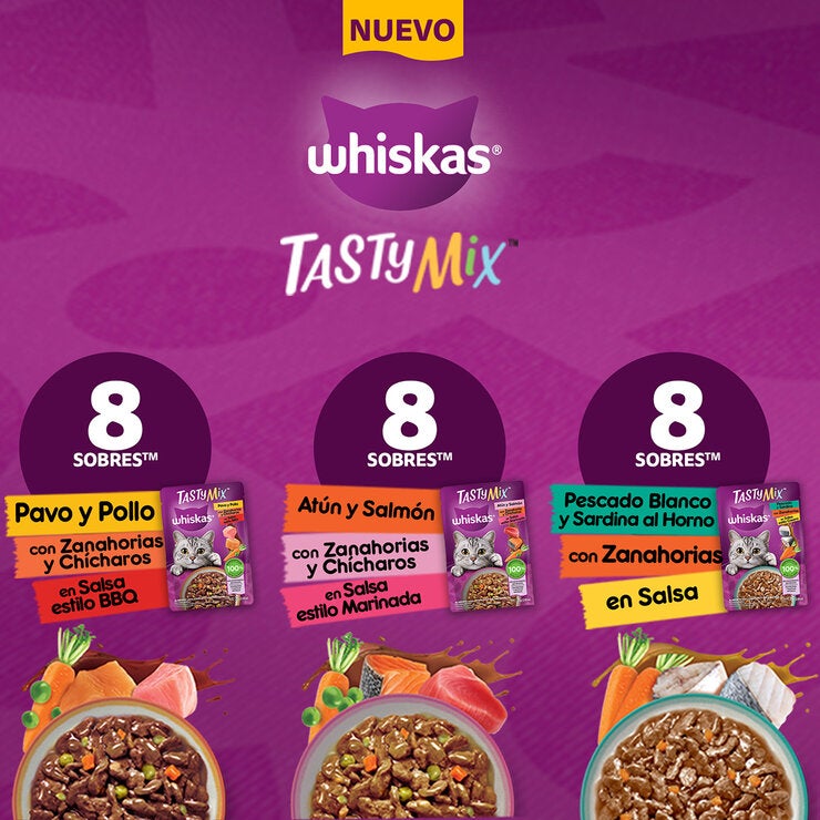 Whiskas Tasty Mix Alimento Húmedo para Gato 24 pzas de 75 g — Imagen 2 de 4