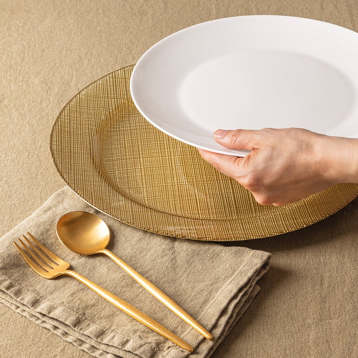 Over&Back, 4 Platos Decorativos de Vidrio para Mesa Dorados — Imagen 2 de 4