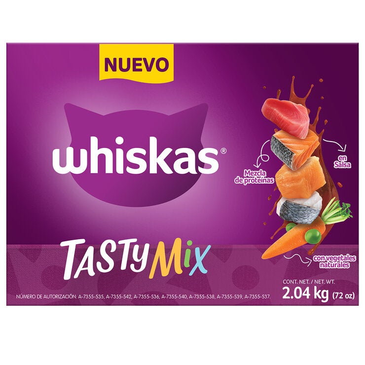 Whiskas Tasty Mix Alimento Húmedo para Gato 24 pzas de 75 g