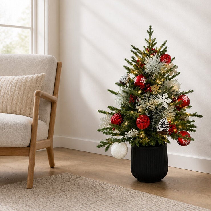 Árbol de Pino Decorado con Luces Centelleantes 91 cm — Imagen 4 de 4