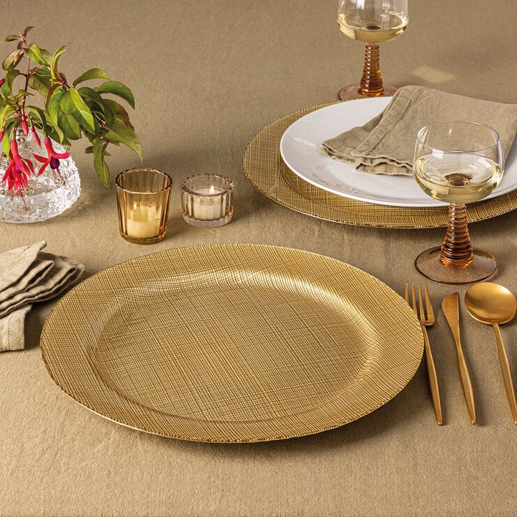 Over&Back, 4 Platos Decorativos de Vidrio para Mesa Dorados