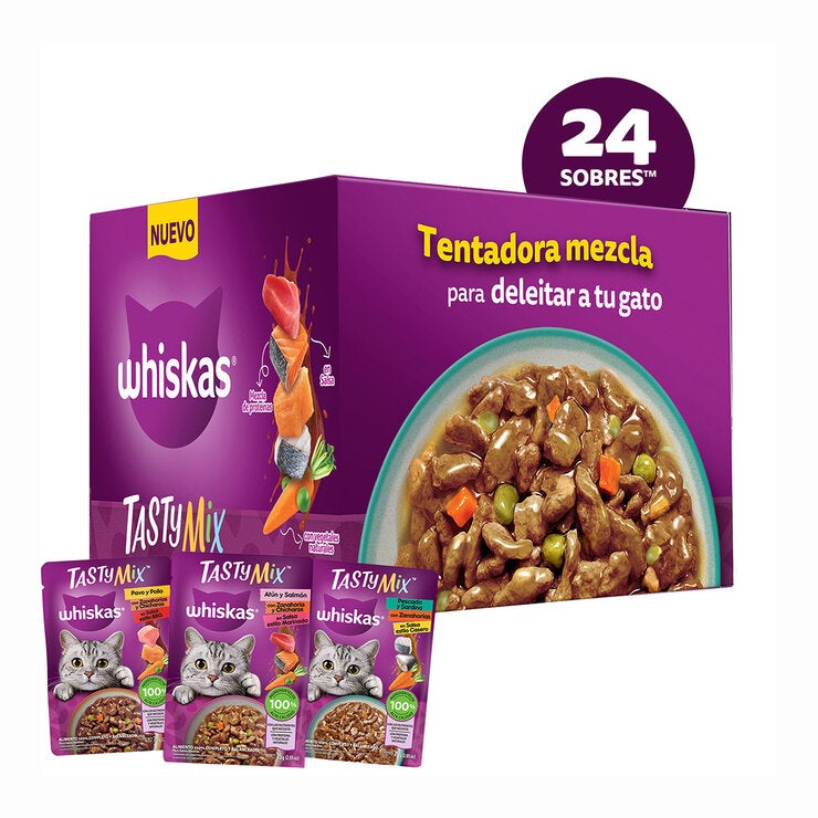 Whiskas Tasty Mix Alimento Húmedo para Gato 24 pzas de 75 g — Imagen 3 de 4