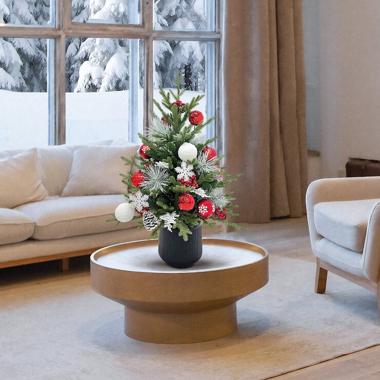 Árbol de Pino Decorado con Luces Centelleantes 91 cm