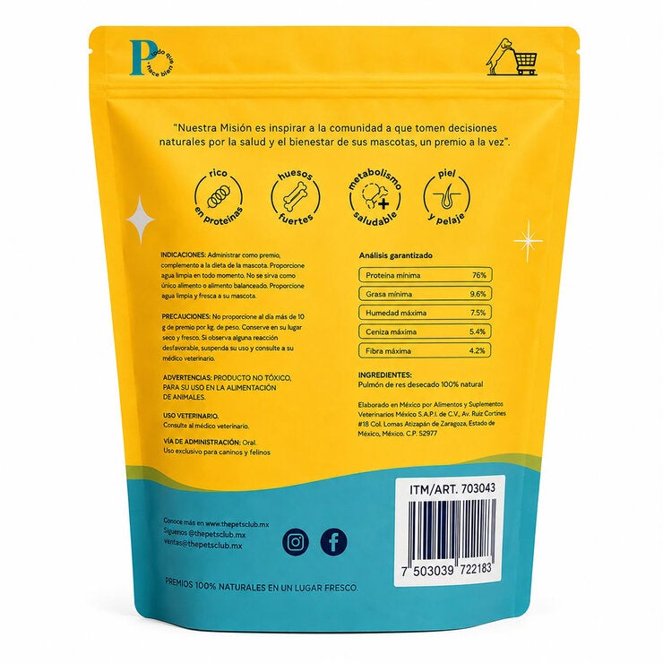 The Pets Club Pulmón de Res para Mascotas 500 g — Imagen 2 de 2