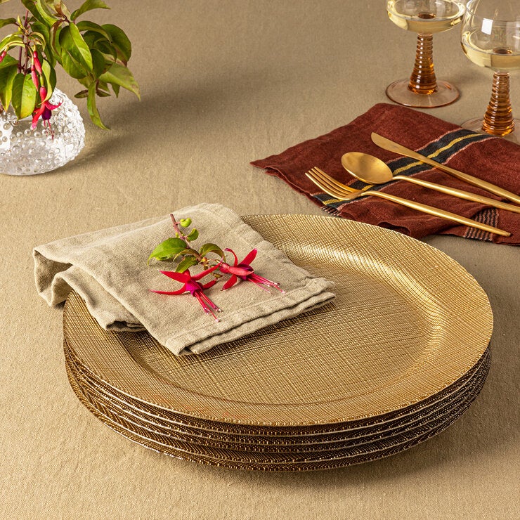 Over&Back, 4 Platos Decorativos de Vidrio para Mesa Dorados — Imagen 3 de 4