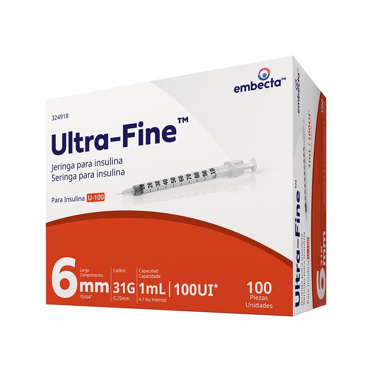 BD Jeringa Uf 1ml 31G6mm c/100 Autocontenida — Imagen 2 de 3