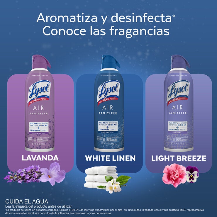 Lysol Air Sanitizante Ambiental 3 pzas de 283 g — Imagen 3 de 4
