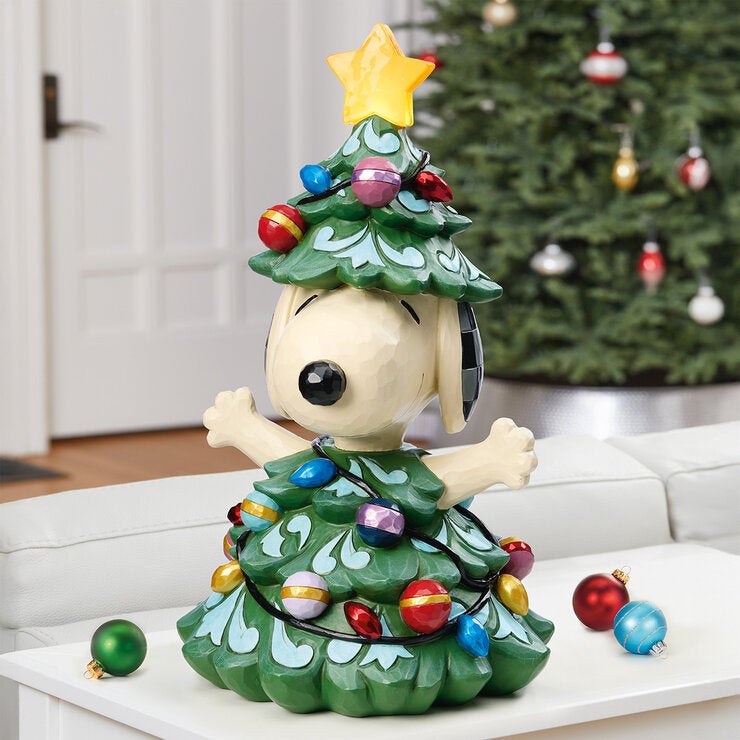 Jim Shore, Estatua de Árbol de Snoopy, Pintada a Mano