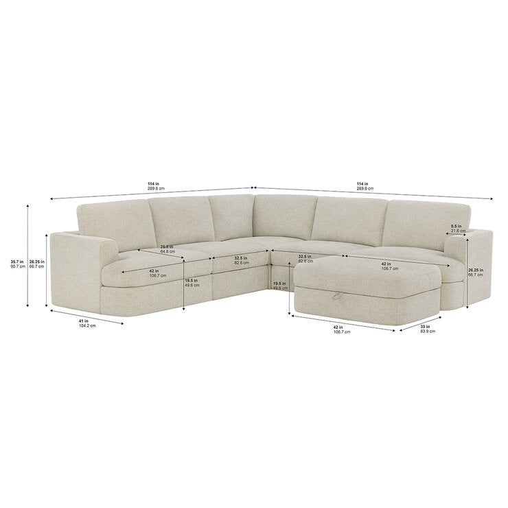 Henredon, Corvin, Seccional Modular de 6 Piezas con Otomano con Almacenamiento — Imagen 4 de 4