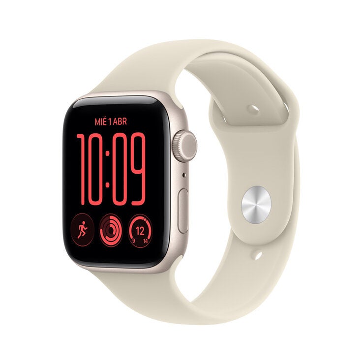 Apple Watch SE 3 (GPS + Celular) 44mm Aluminio Blanco Estelar + Correa Deportiva Arena - Talla S/M — Imagen 1 de 4
