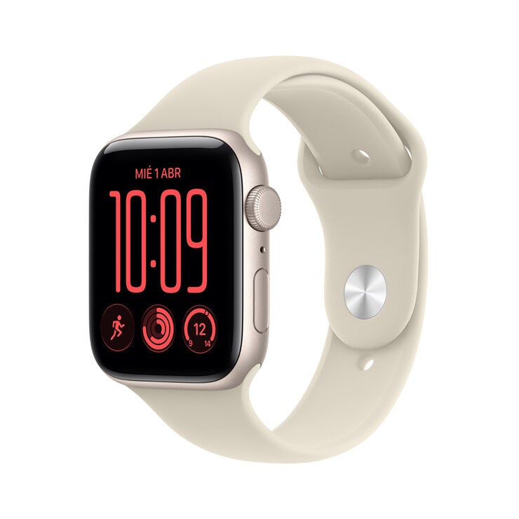 Apple Watch SE 3 (GPS) 44mm Aluminio Blanco Estelar + Correa Deportiva Arena - Talla M/L