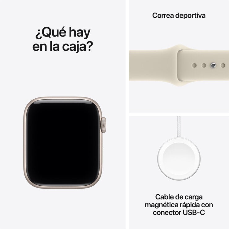 Apple Watch SE 3 (GPS + Celular) 44mm Aluminio Blanco Estelar + Correa Deportiva Arena - Talla S/M — Imagen 3 de 4