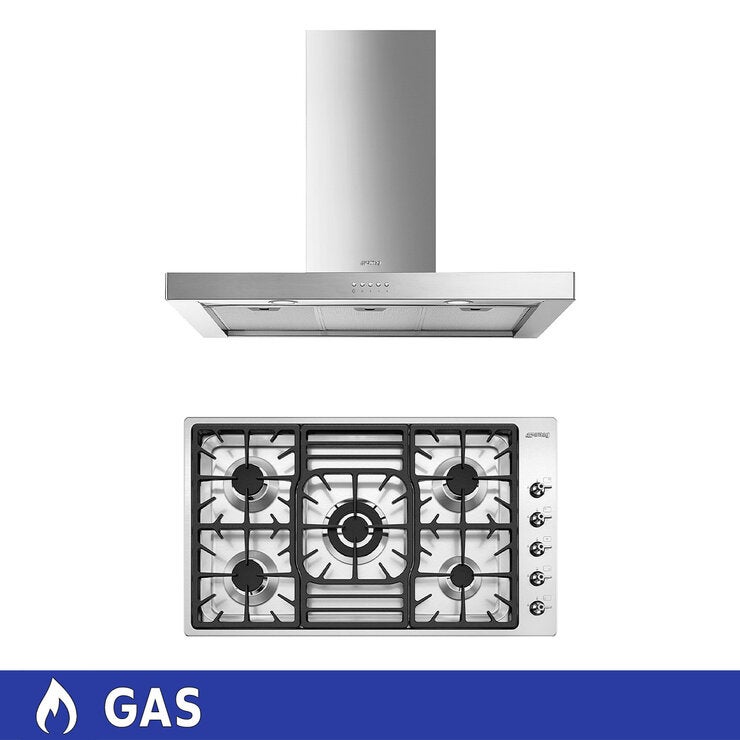 Smeg Combo de Campana 90 cm + Parrila de Gas de 5 Quemadores de 86 cm — Imagen 1 de 4