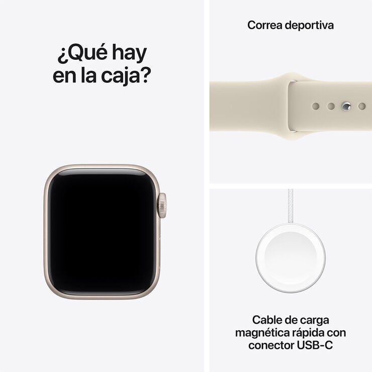 Apple Watch SE 3 (GPS) 40mm Aluminio Blanco Estelar + Correa Deportiva Arena - Talla S/M — Imagen 3 de 4