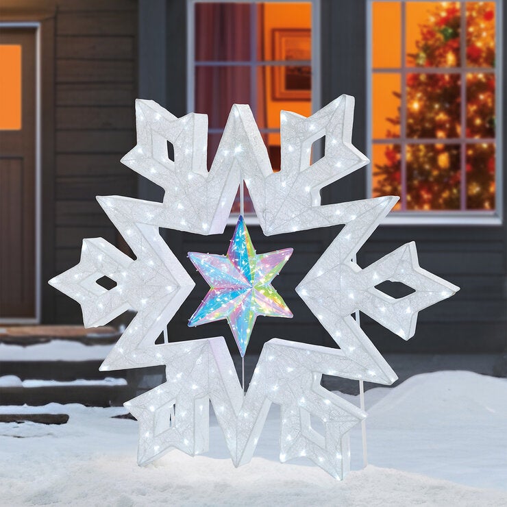 Copo de Nieve con Estrella Prismática Giratoria con Luces LED — Imagen 1 de 3