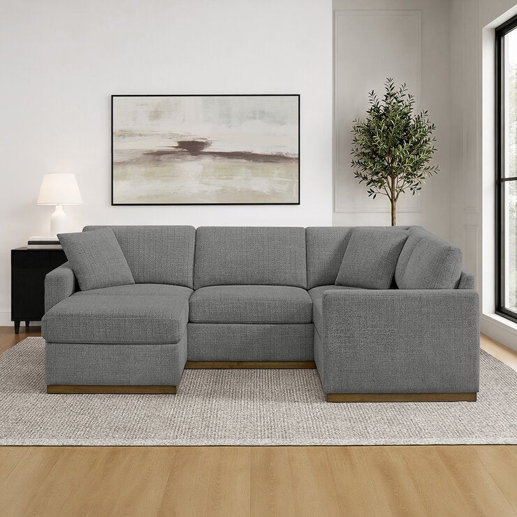 Henredon, Seccional de 3 Piezas con Otomano y Base de madera — Imagen 1 de 4