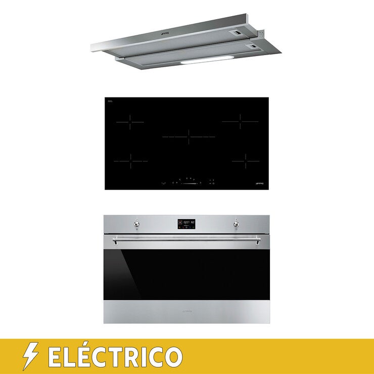 Smeg Combo Eléctrico de Campana de 90 cm + Parrilla de 4 quemadores + Horno de 90 cm — Imagen 1 de 4