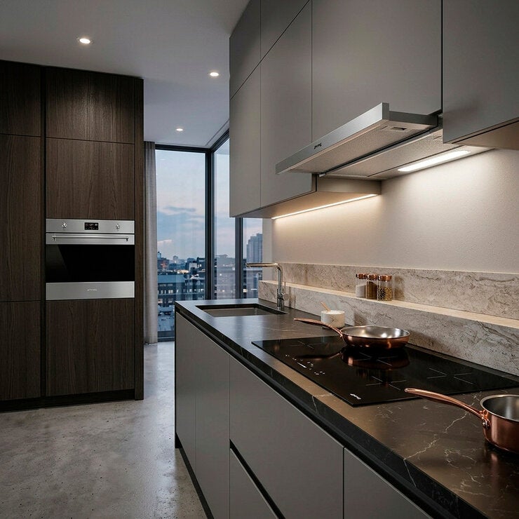 Smeg Combo Eléctrico de Campana de 90 cm + Parrilla de 4 quemadores + Horno de 90 cm — Imagen 3 de 4