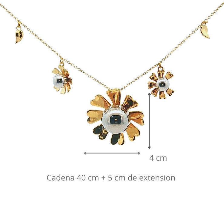 Mayfer, Collar Dorado con Diseño de Flores. — Imagen 2 de 4