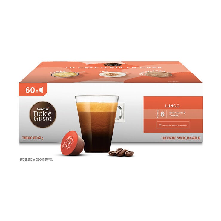 Nescafé Dolce Gusto, 60 cápsulas sabor Lungo