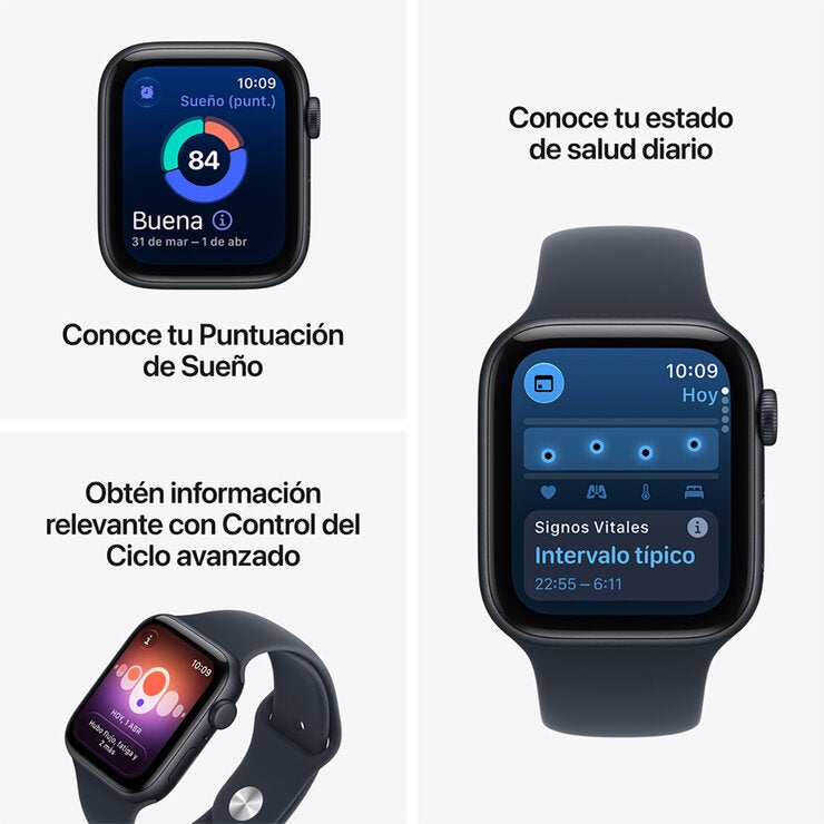 Apple Watch SE 3 (GPS + Celular) 40mm Aluminio Blanco Estelar + Correa Deportiva Arena - Talla M/L — Imagen 2 de 4