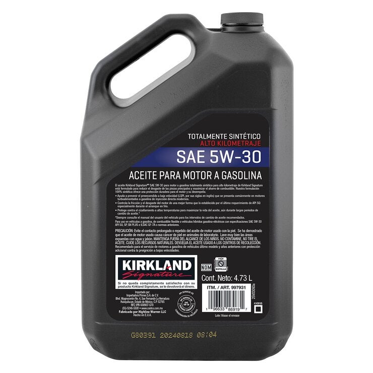 Kirkland Signature Aceite Sintético para Motor 5W-30 Alto Kilometraje 2 Botellas de 4.73 Litros — Imagen 2 de 3