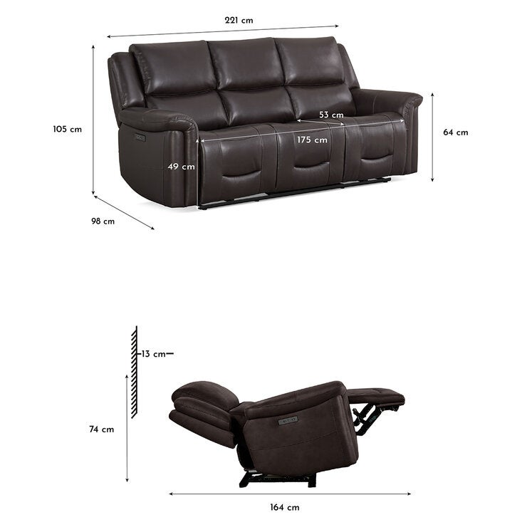 Gilman Creek, Alba, Sofá Reclinable de Piel con Sistema Eléctrico y Reposacabezas Eléctricos — Imagen 1 de 4