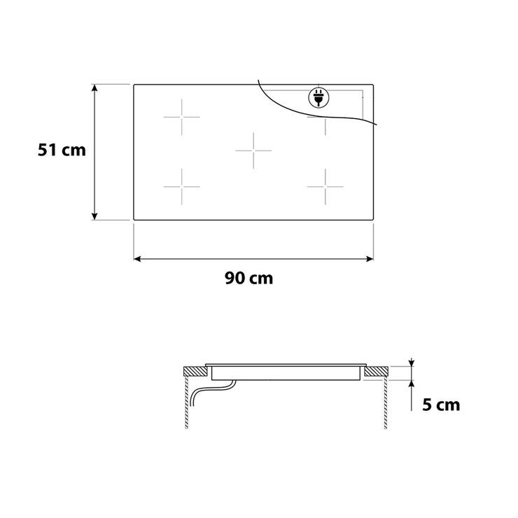 Smeg combo de campana 90 cm + Parrilla eléctrica 5 zonas de cocción 90cm — Imagen 2 de 4
