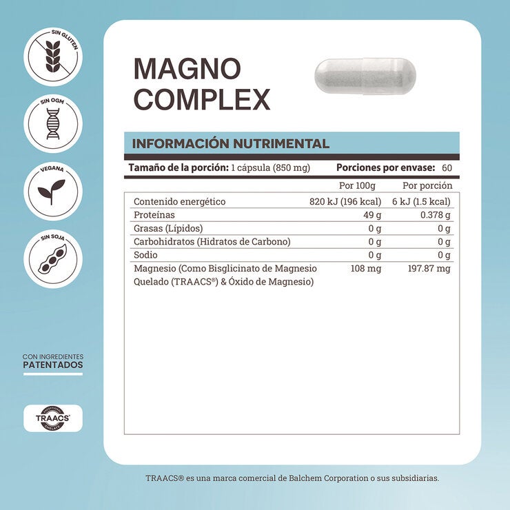 Matter Magno Complex Bisglicinato de Magnesio Quelado (TRAACS®) 2 Frascos de 60 Cápsulas c/u — Imagen 2 de 3