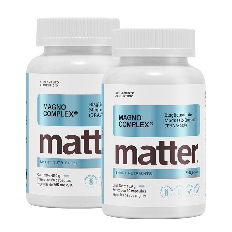 Matter Magno Complex Bisglicinato de Magnesio Quelado (TRAACS®) 2 Frascos de 60 Cápsulas c/u — Imagen 1 de 3