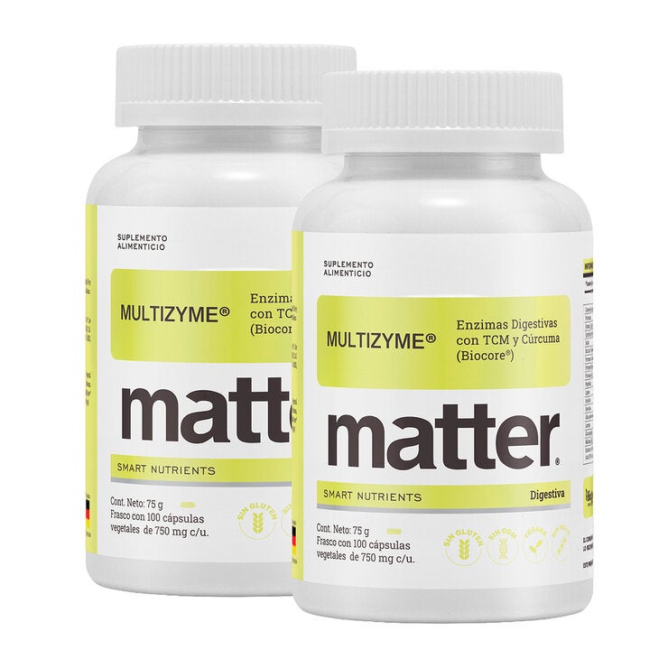 Matter Multizyme Enzimas Digestivas con TCM y Cúrcuma (Biocore®) 2 Frascos de 100 Cápsulas c/u — Imagen 1 de 3