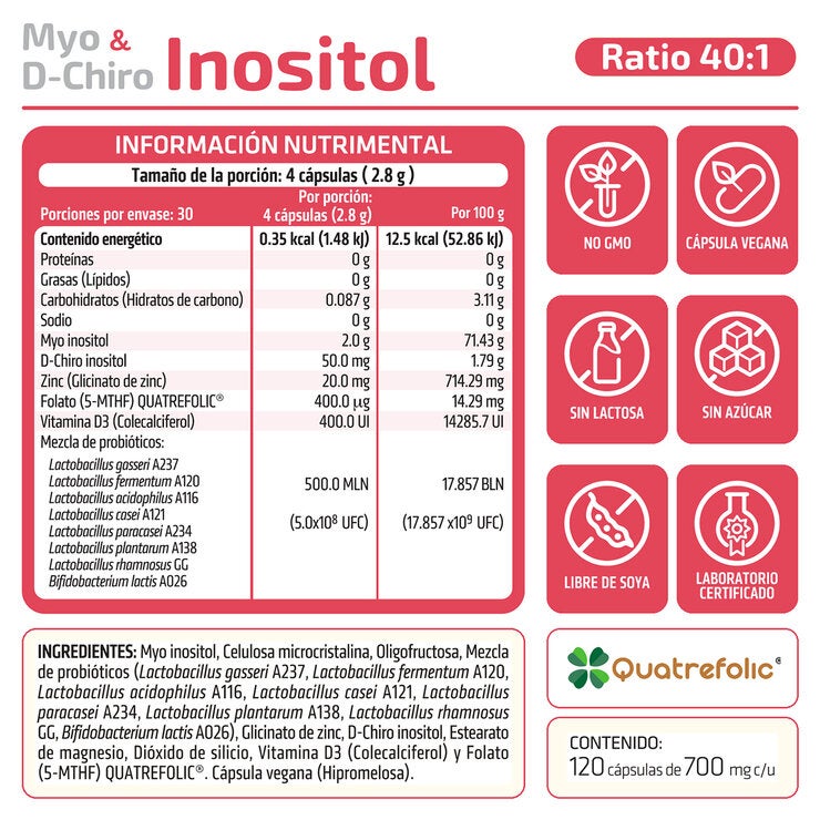 HealthAddiction Myo & D-Chiro Inositol 2 Frascos de 120 Cápsulas c/u — Imagen 2 de 2