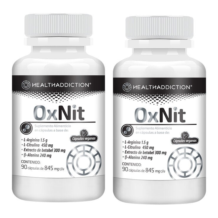 HealthAddiction OxNit Óxido Nítrico 2 Frascos de 90 Cápsulas c/u — Imagen 1 de 2
