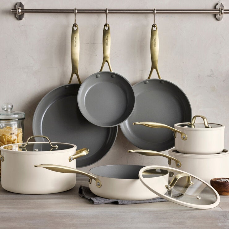 GreenPan Batería de Cocina de Cerámica con Antiadherente, 11 piezas, Varios Colores