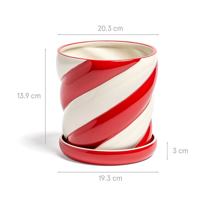 Over & Back, Set de Macetas de Cerámica, Diseño Caramelo Navideño, 2 Piezas. — Imagen 2 de 4