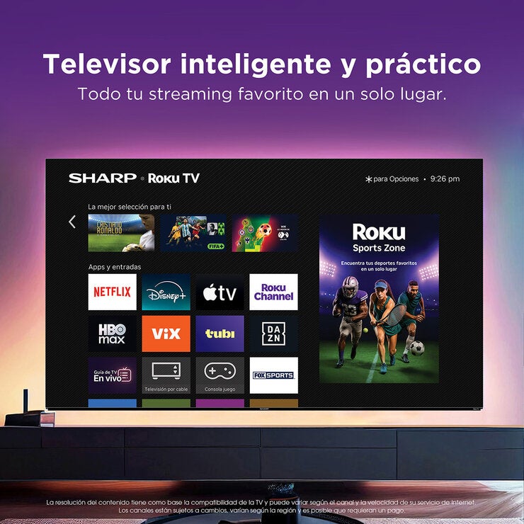 Sharp Pantalla 60" QLED 4K Roku TV — Imagen 4 de 4