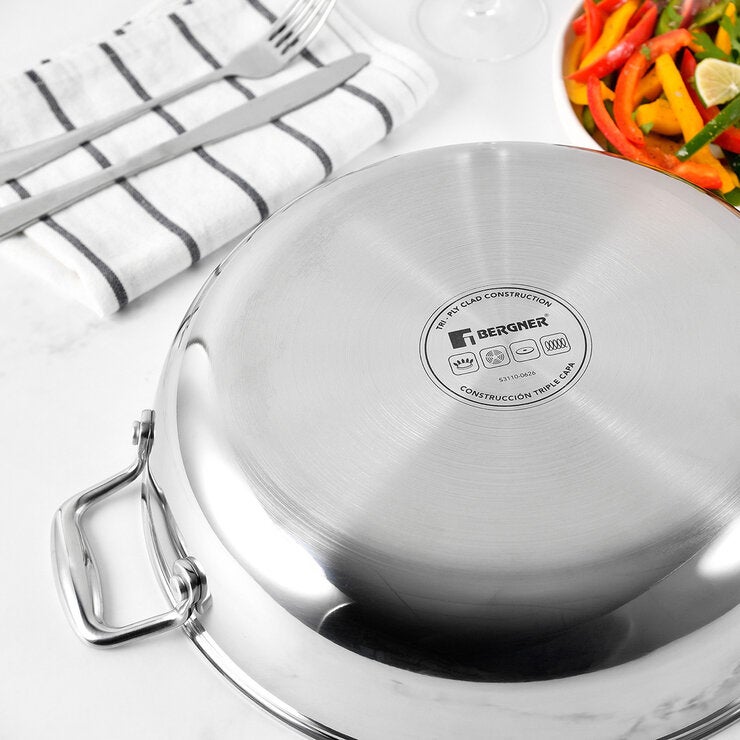 Bergner Sartén de Acero Inoxidable con Cerámica Antiadherente para Uso Diario con Tapa de 4.4 L — Imagen 3 de 4