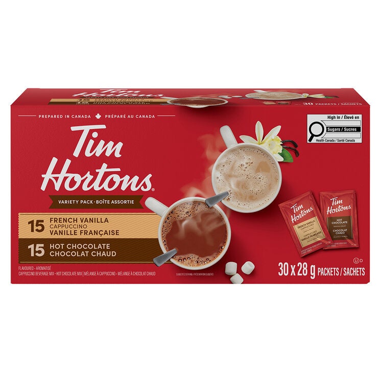 Tim Hortons: Polvo para Preparar Cappuccino Vainilla Francesa y Chocolate Caliente 30/28 g — Imagen 1 de 4