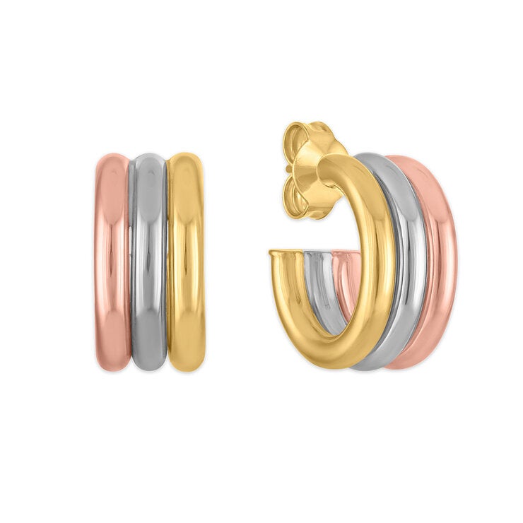 Arracadas de Oro, 3 Tonos 14K — Imagen 1 de 4