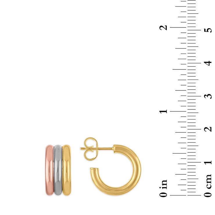 Arracadas de Oro, 3 Tonos 14K — Imagen 4 de 4