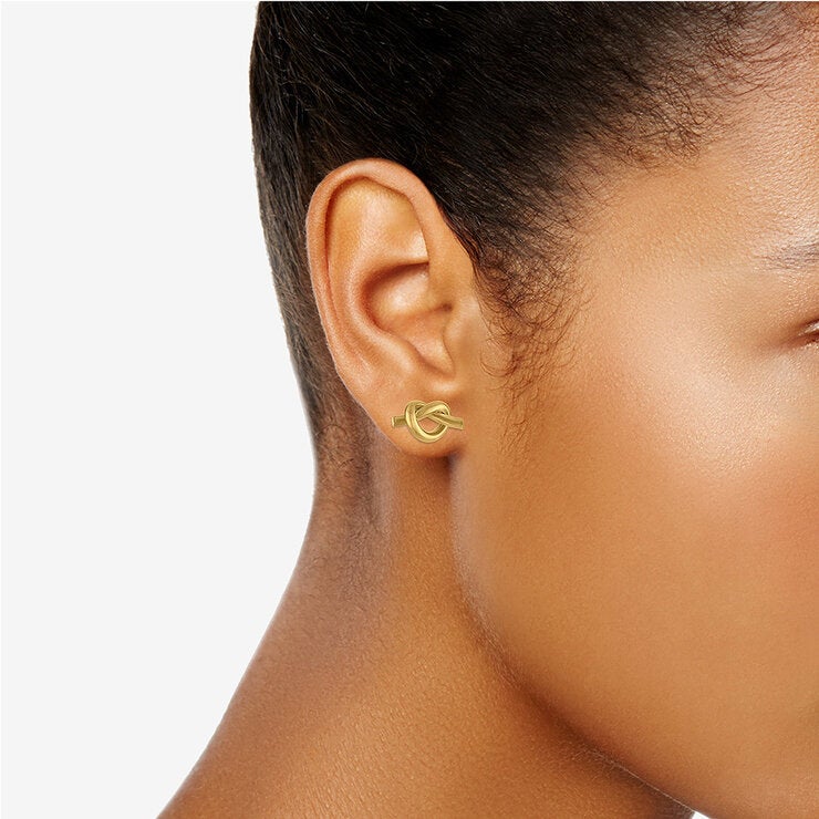 Aretes, Nudo de Amor, Oro Amarillo 14K — Imagen 2 de 4