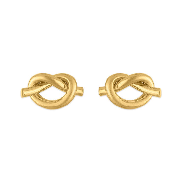 Aretes, Nudo de Amor, Oro Amarillo 14K — Imagen 3 de 4