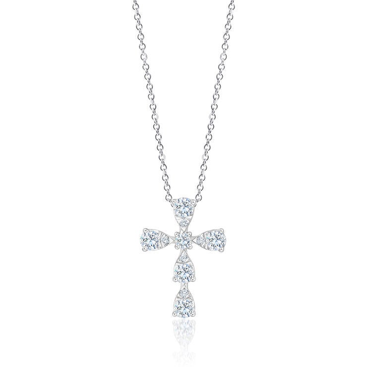Dije de Cruz de Diamantes, 0,45 ct, Oro Blanco 14K