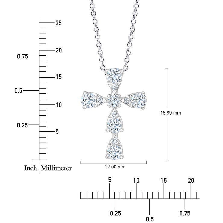 Dije de Cruz de Diamantes, 0,45 ct, Oro Blanco 14K — Imagen 3 de 4